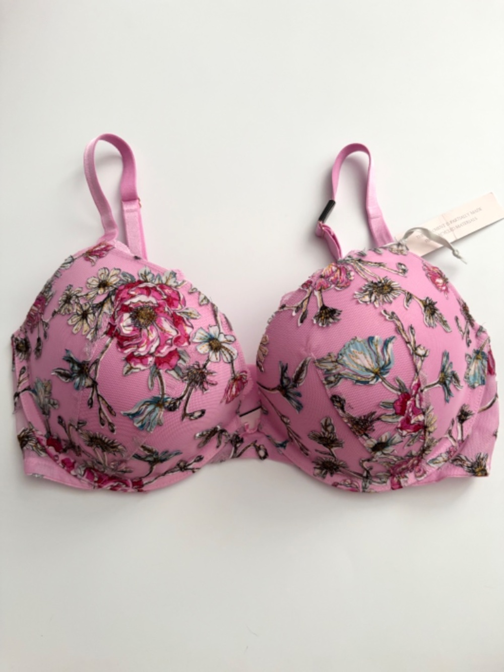 Victoria's Secret Bra Nwt Dream Angels Pink Floral Push Up Underwire 34DD